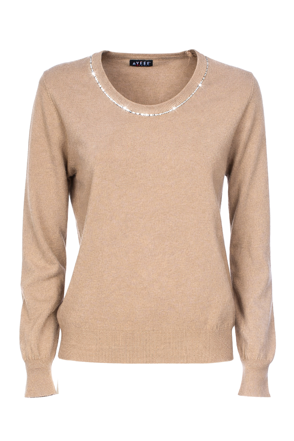 MAGLIA STRASS COLLO, 3 TG, 30% AC 22%NY 20%VI 28%PL, MADE IN PRC   - BEIGE